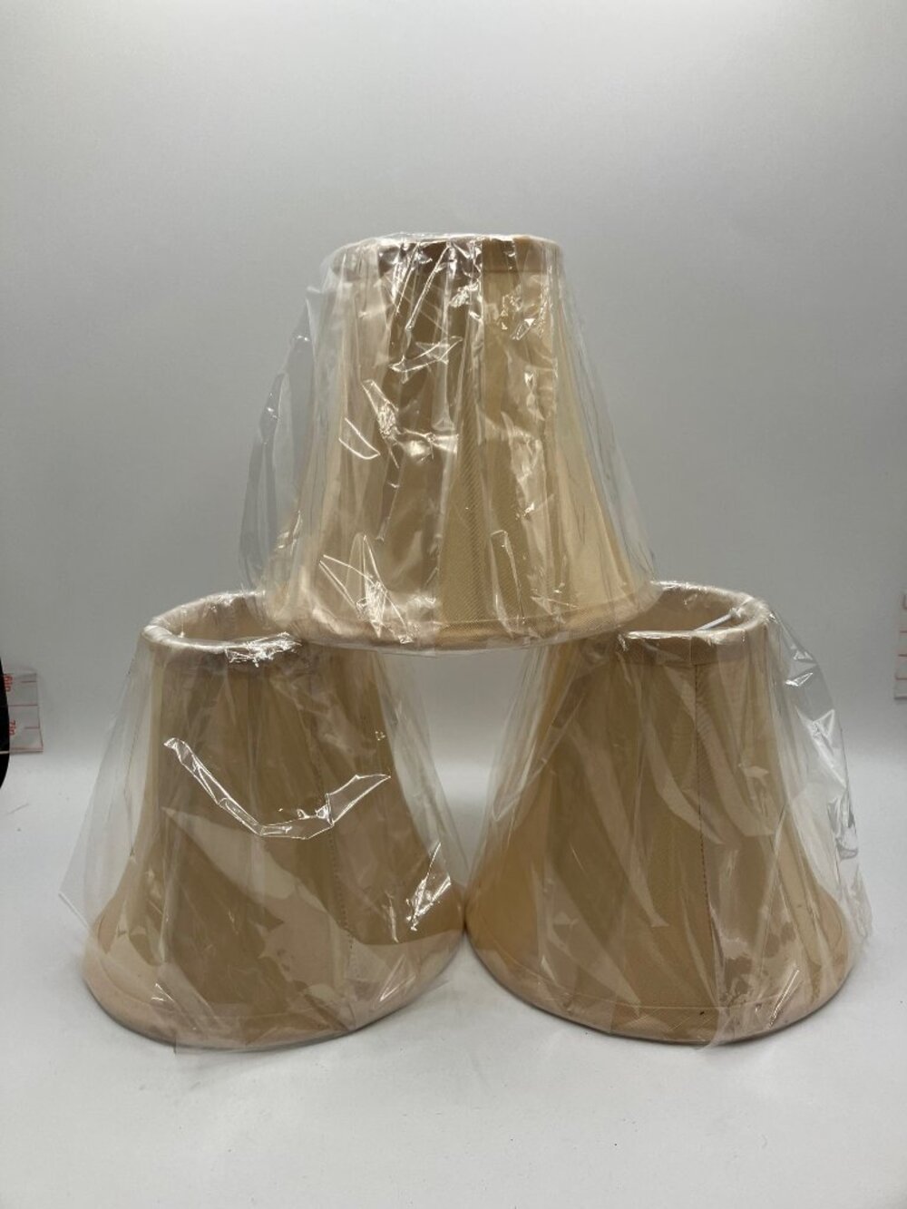 Three Matching Lamp Shades Decorative Tan/Cream 5.5" Height New Unopened